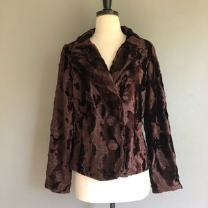 90s 2000s Crushed Brown Velvet Vintage Coat M